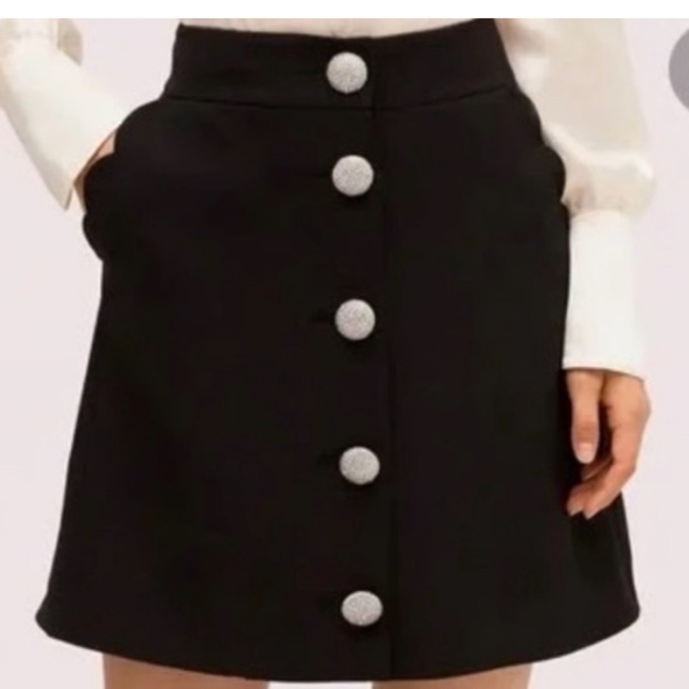 Kate Spade New York ♠️ Black A line Mini Skirt with gorgeous jeweled buttons